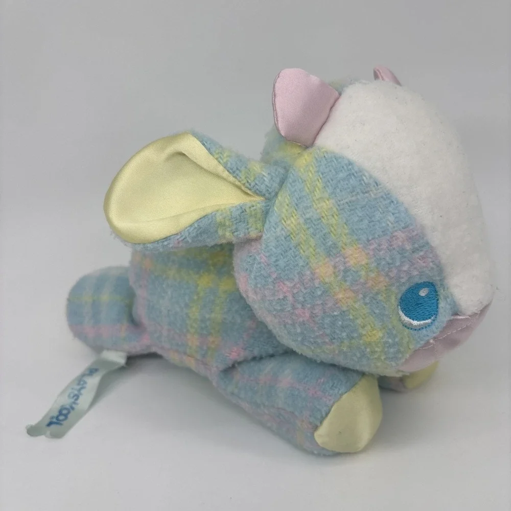 PLAYSKOOL Snuzzles Blankies Cow Plush Pastel Plaid Kawaii CLEAN VTG 80s‎ Satin